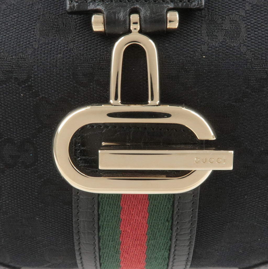 GUCCI Sherry GG Canvas Leather Shoulder Bag Black 130995
