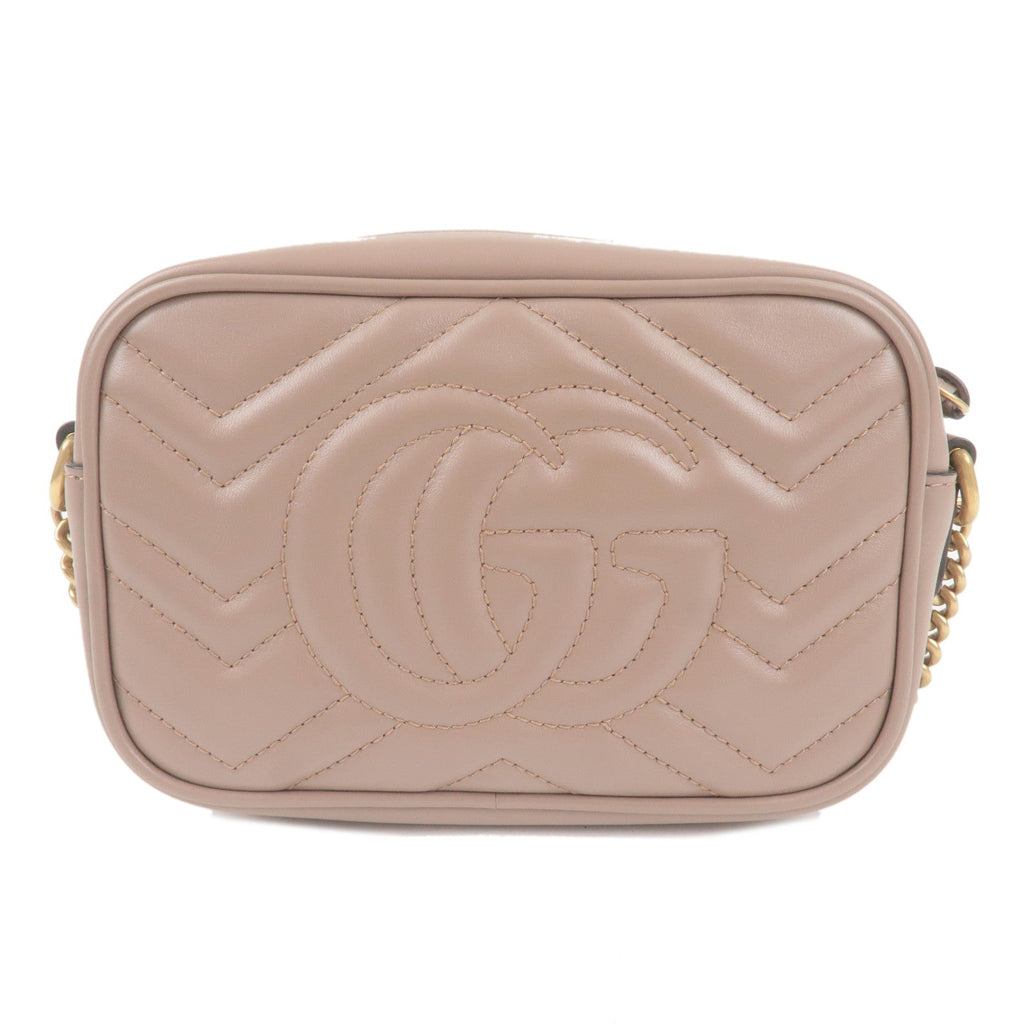 GUCCI GG Marmont Leather Chain Shoulder Bag Beige 448065