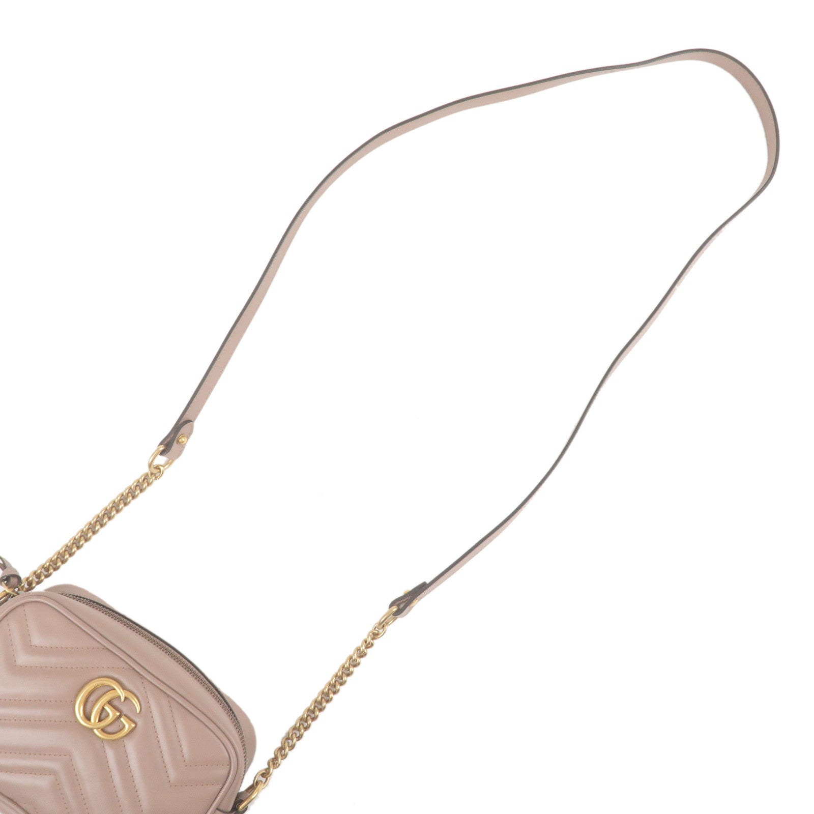 GUCCI GG Marmont Leather Chain Shoulder Bag Beige 448065