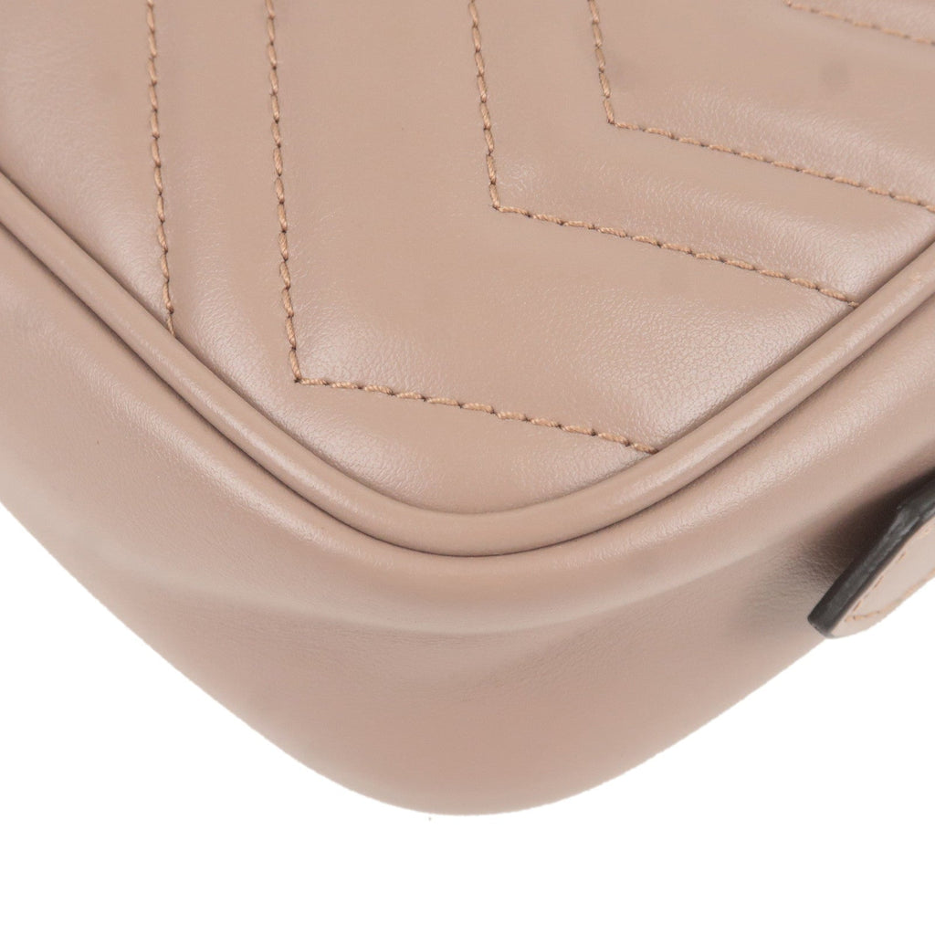 GUCCI GG Marmont Leather Chain Shoulder Bag Beige 448065