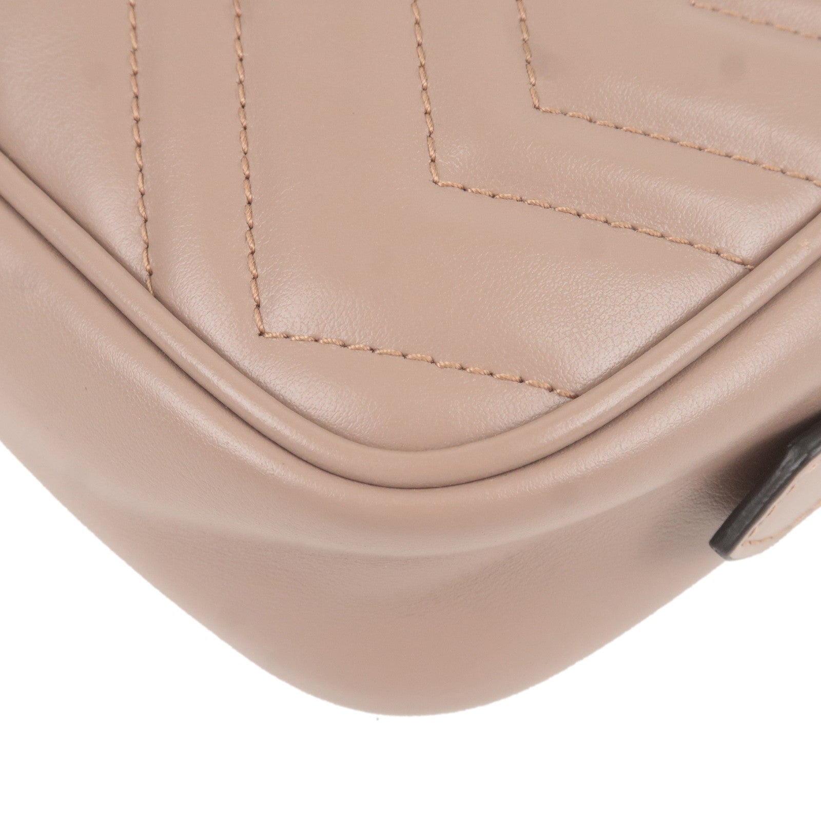 GUCCI GG Marmont Leather Chain Shoulder Bag Beige 448065