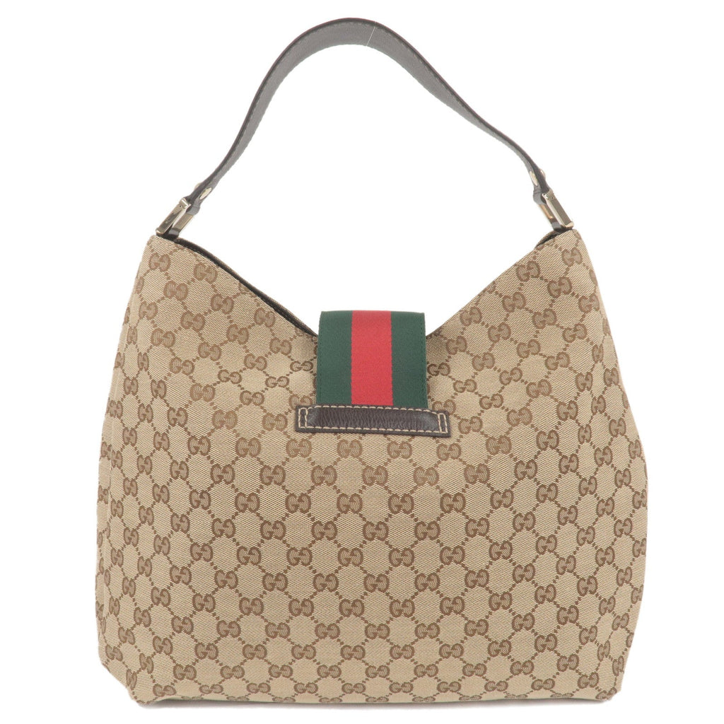 GUCCI Sherry GG Canvas Leather Shoulder Bag Beige Brown 211933