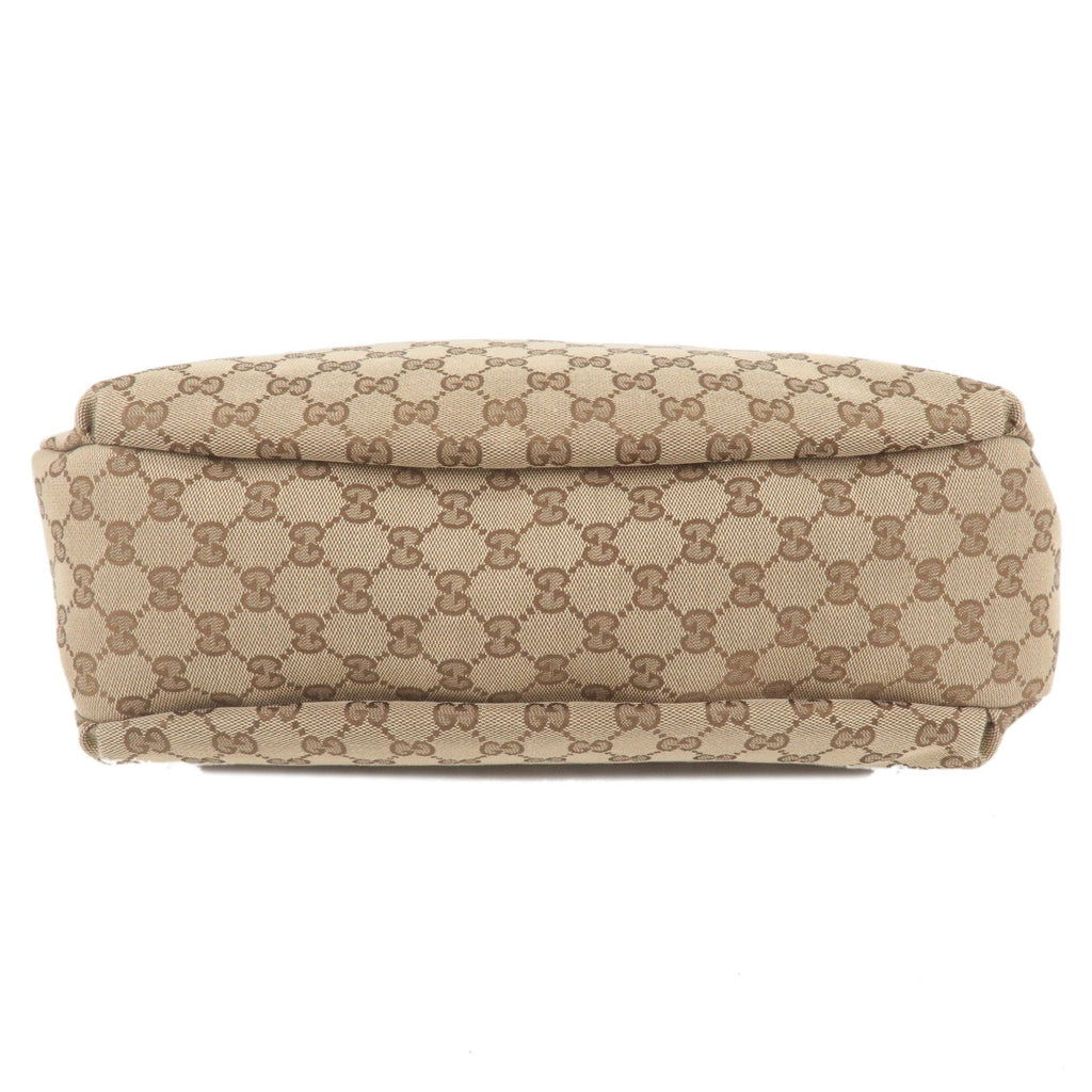 GUCCI Sherry GG Canvas Leather Shoulder Bag Beige Brown 211933