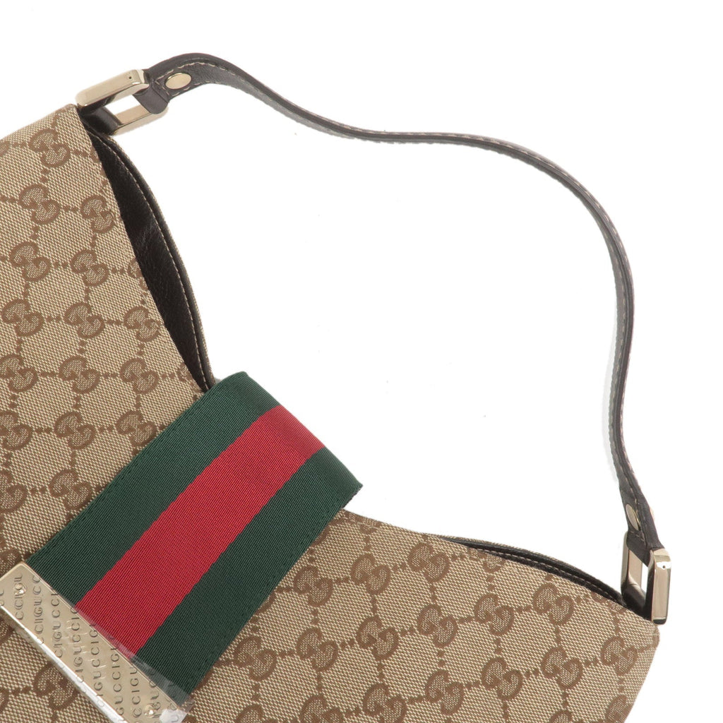 GUCCI Sherry GG Canvas Leather Shoulder Bag Beige Brown 211933