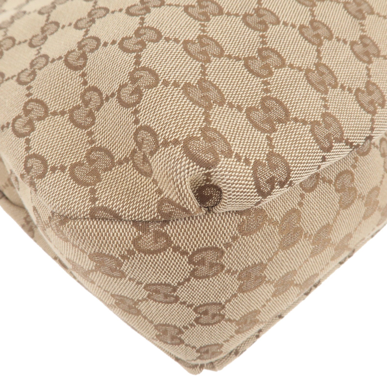 GUCCI Sherry GG Canvas Leather Shoulder Bag Beige Brown 211933
