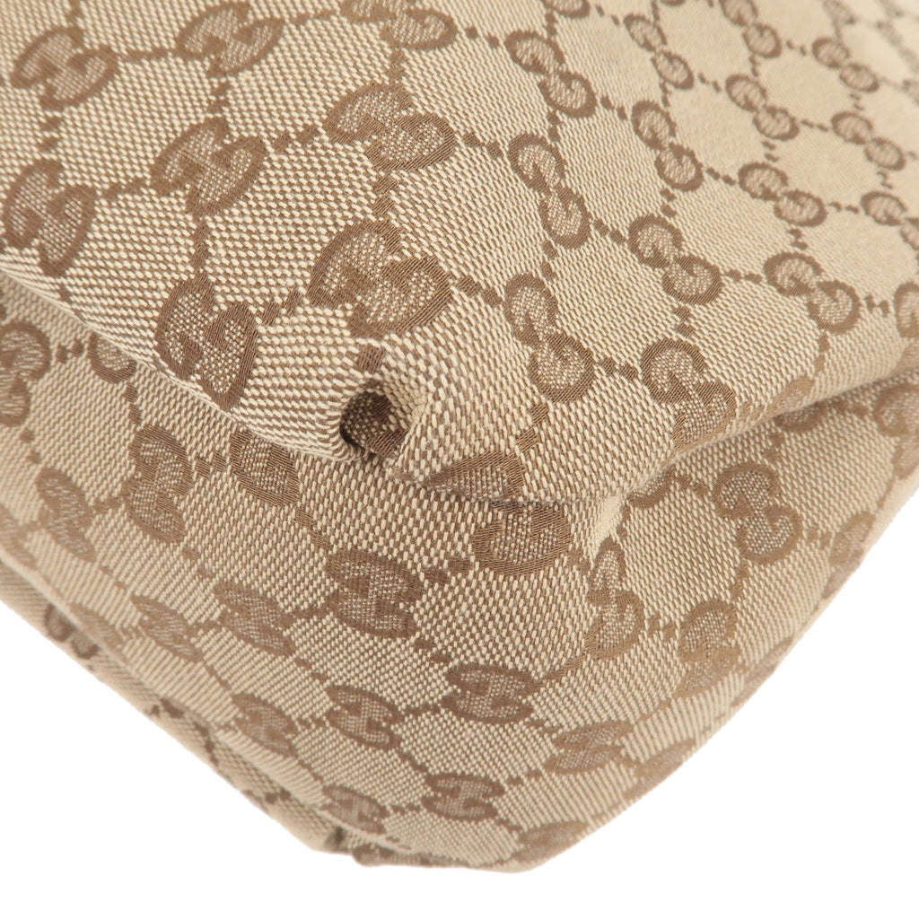 GUCCI Sherry GG Canvas Leather Shoulder Bag Beige Brown 211933