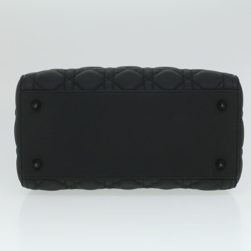 CHRISTIAN DIOR Canage Lady Dior Hand Bag Calfskin Black M0566SLOI Auth 36776A