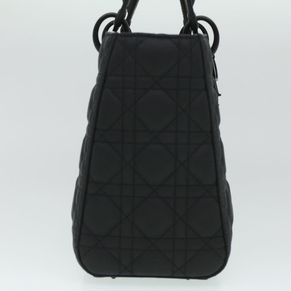 CHRISTIAN DIOR Canage Lady Dior Hand Bag Calfskin Black M0566SLOI Auth 36776A