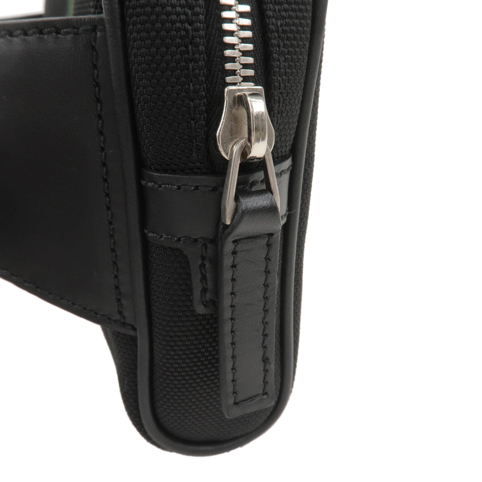 GUCCI Sherry Canvas Leather Waist Bag Body Bag Black 630919