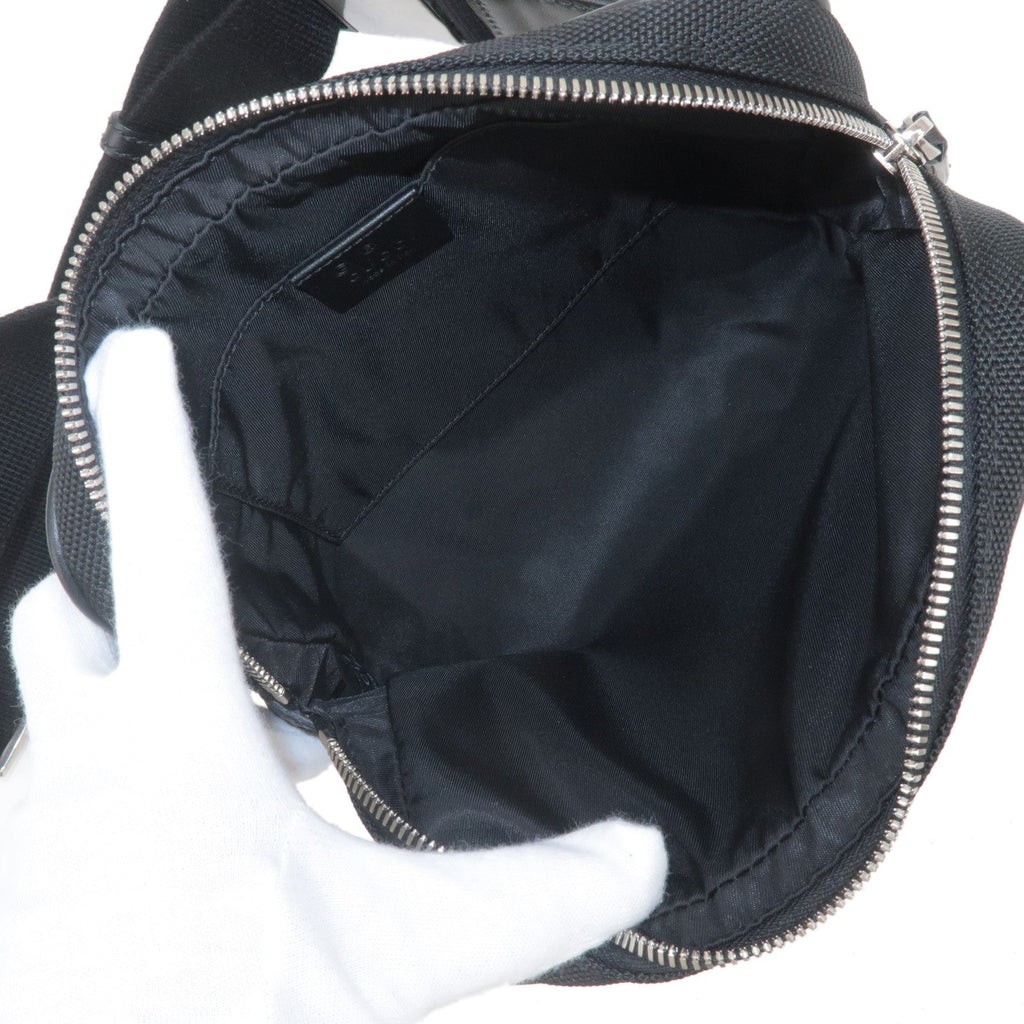 GUCCI Sherry Canvas Leather Waist Bag Body Bag Black 630919