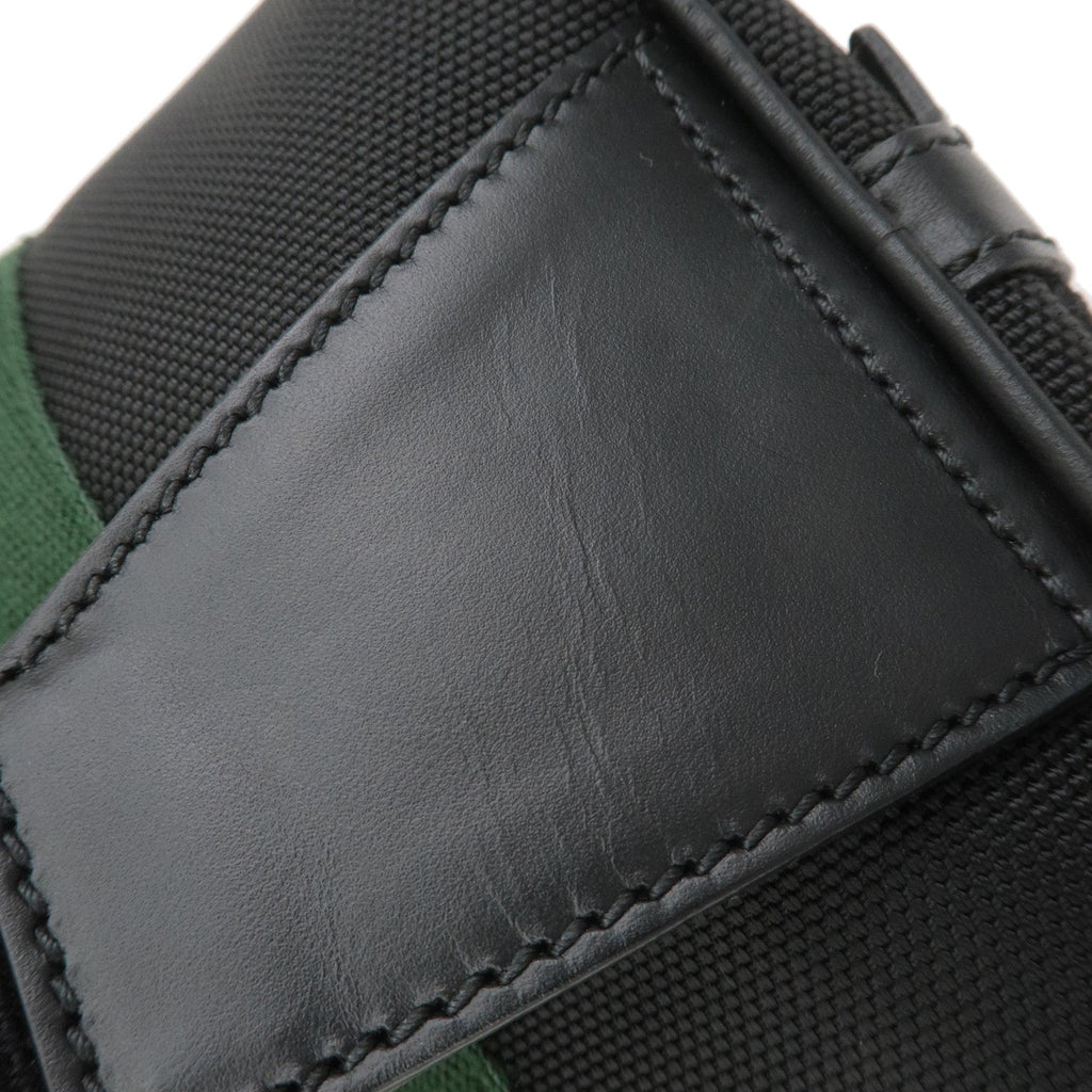 GUCCI Sherry Canvas Leather Waist Bag Body Bag Black 630919