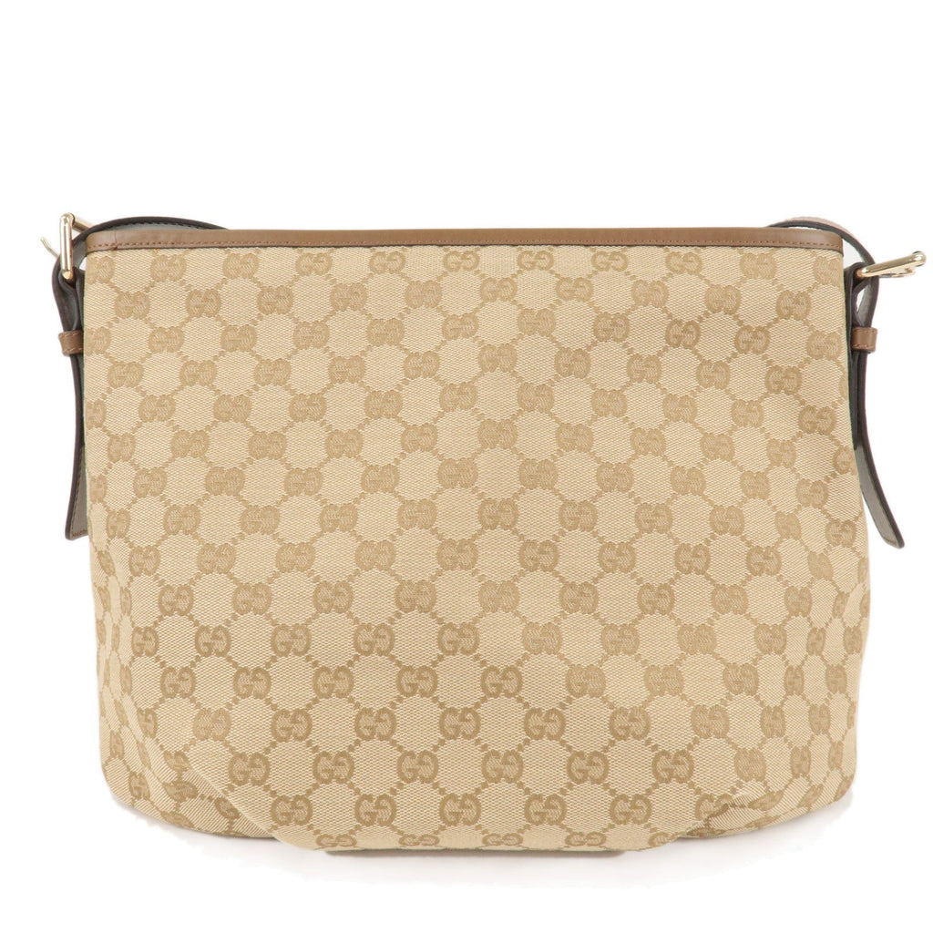 GUCCI GG Canvas Leather Shoulder Bag Beige Brown 388930
