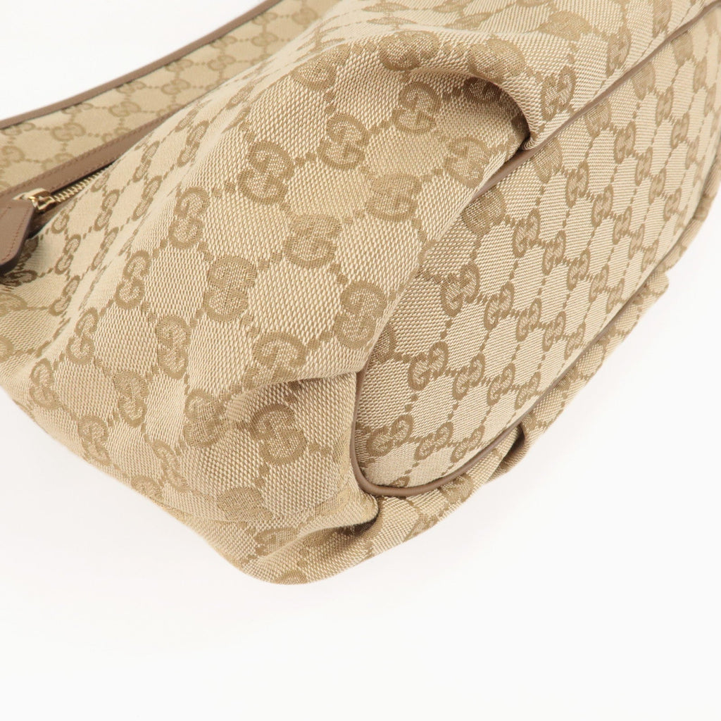 GUCCI GG Canvas Leather Shoulder Bag Beige Brown 388930