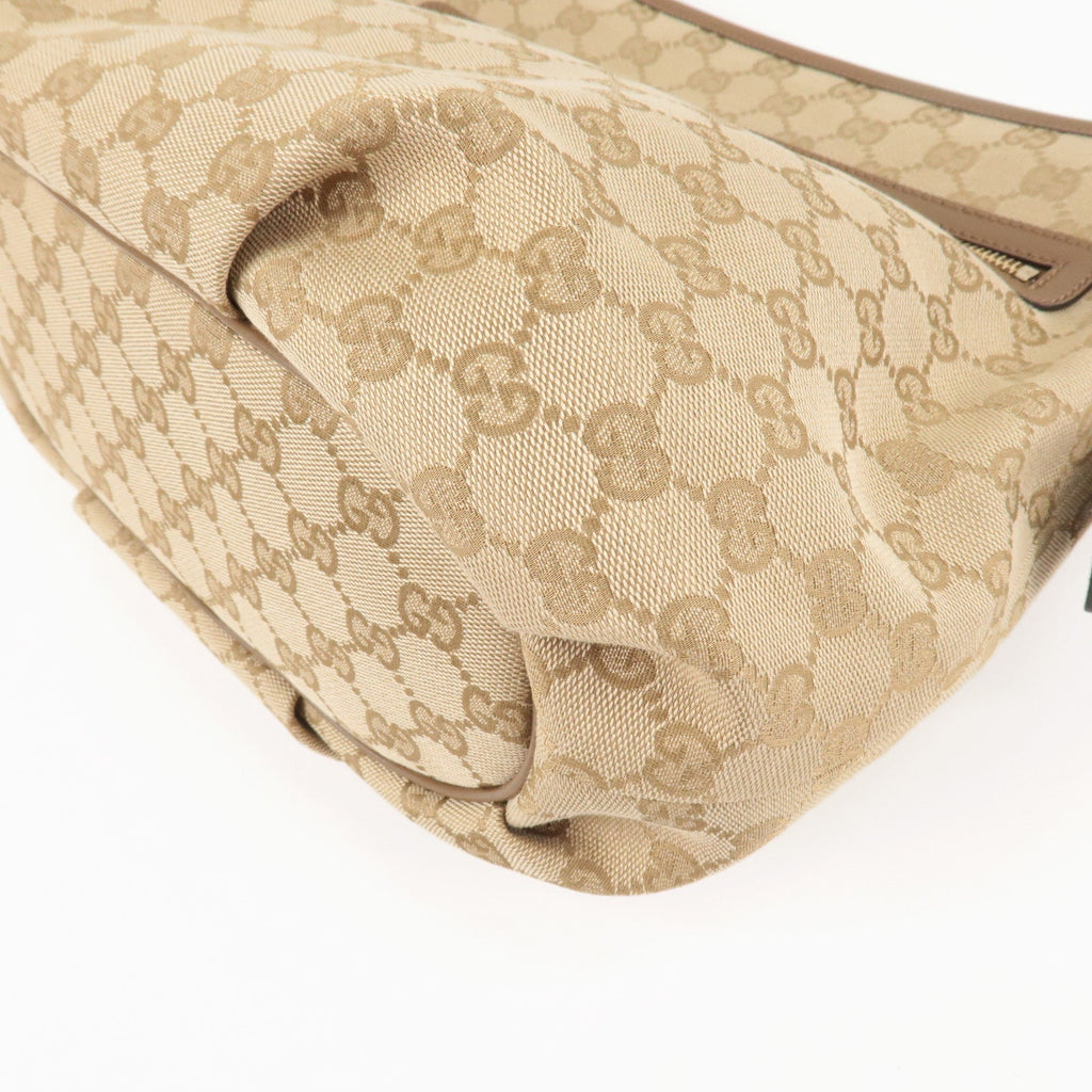 GUCCI GG Canvas Leather Shoulder Bag Beige Brown 388930