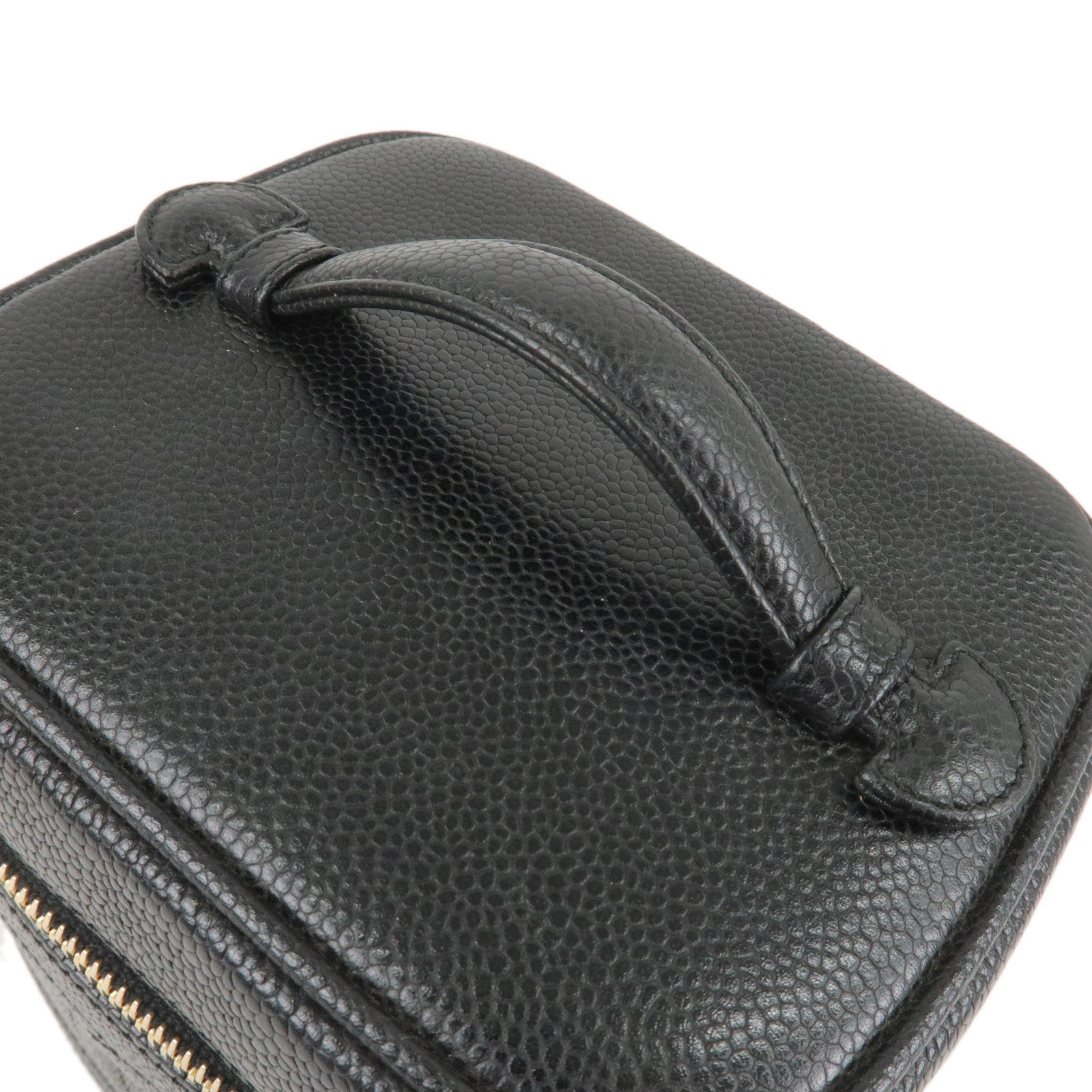 CHANEL Caviar Skin Vanity Bag Hand Bag Black A01998