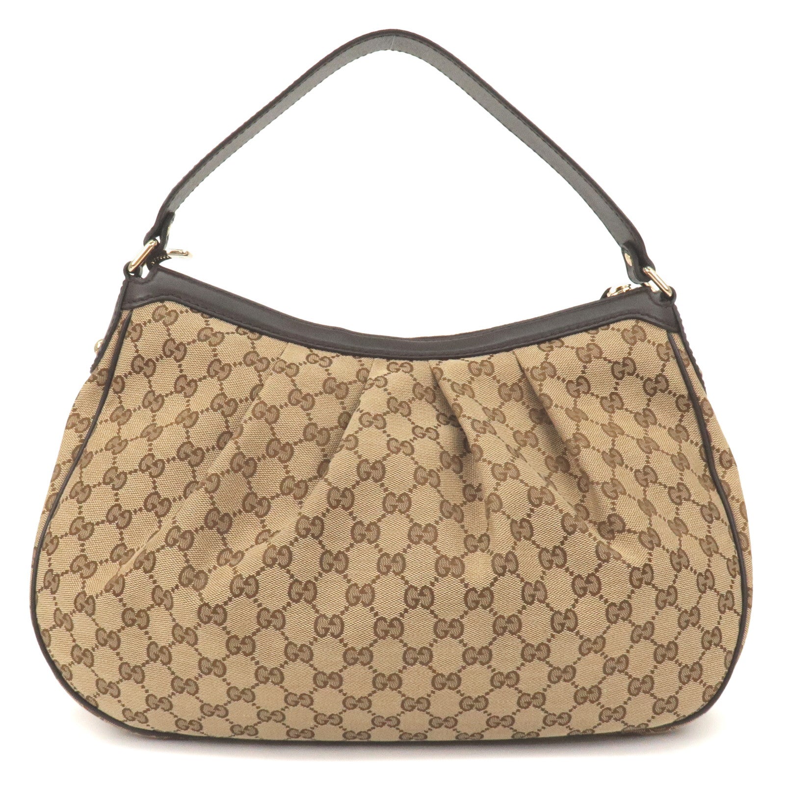 GUCCI Sukey GG Canvas Leather Shoulder Bag Beige Brown 362726