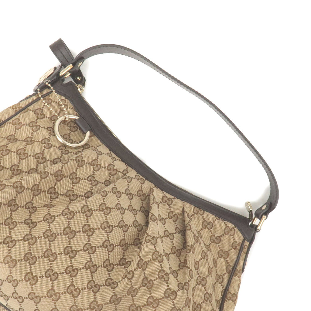 GUCCI Sukey GG Canvas Leather Shoulder Bag Beige Brown 362726