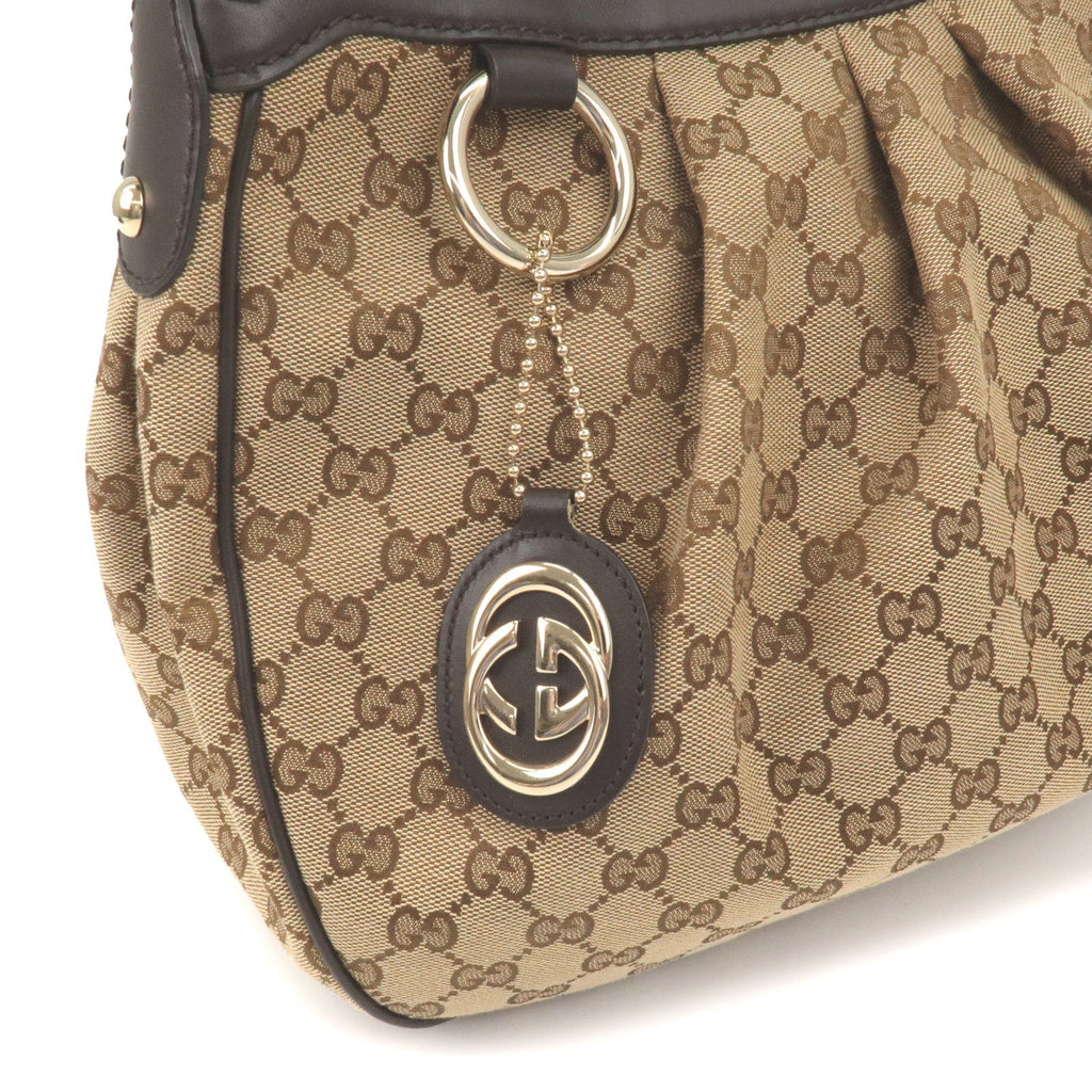GUCCI Sukey GG Canvas Leather Shoulder Bag Beige Brown 362726
