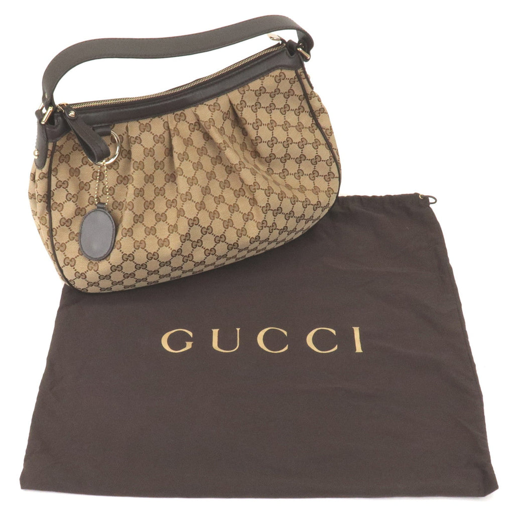 GUCCI Sukey GG Canvas Leather Shoulder Bag Beige Brown 362726