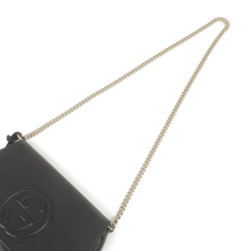 GUCCI SOHO Leather Chain Shoulder Bag Crossbody Bag Black 536224