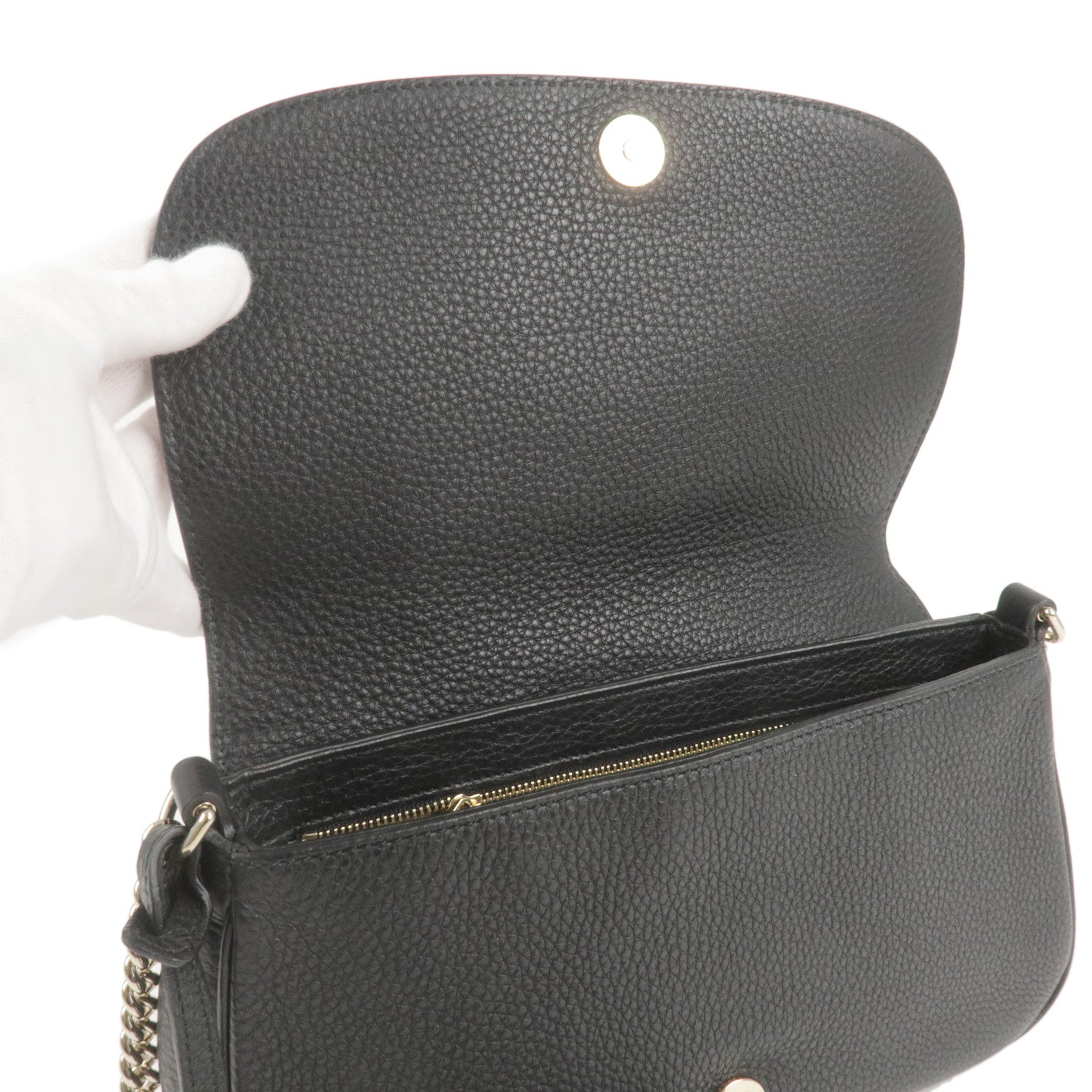 GUCCI SOHO Leather Chain Shoulder Bag Crossbody Bag Black 536224