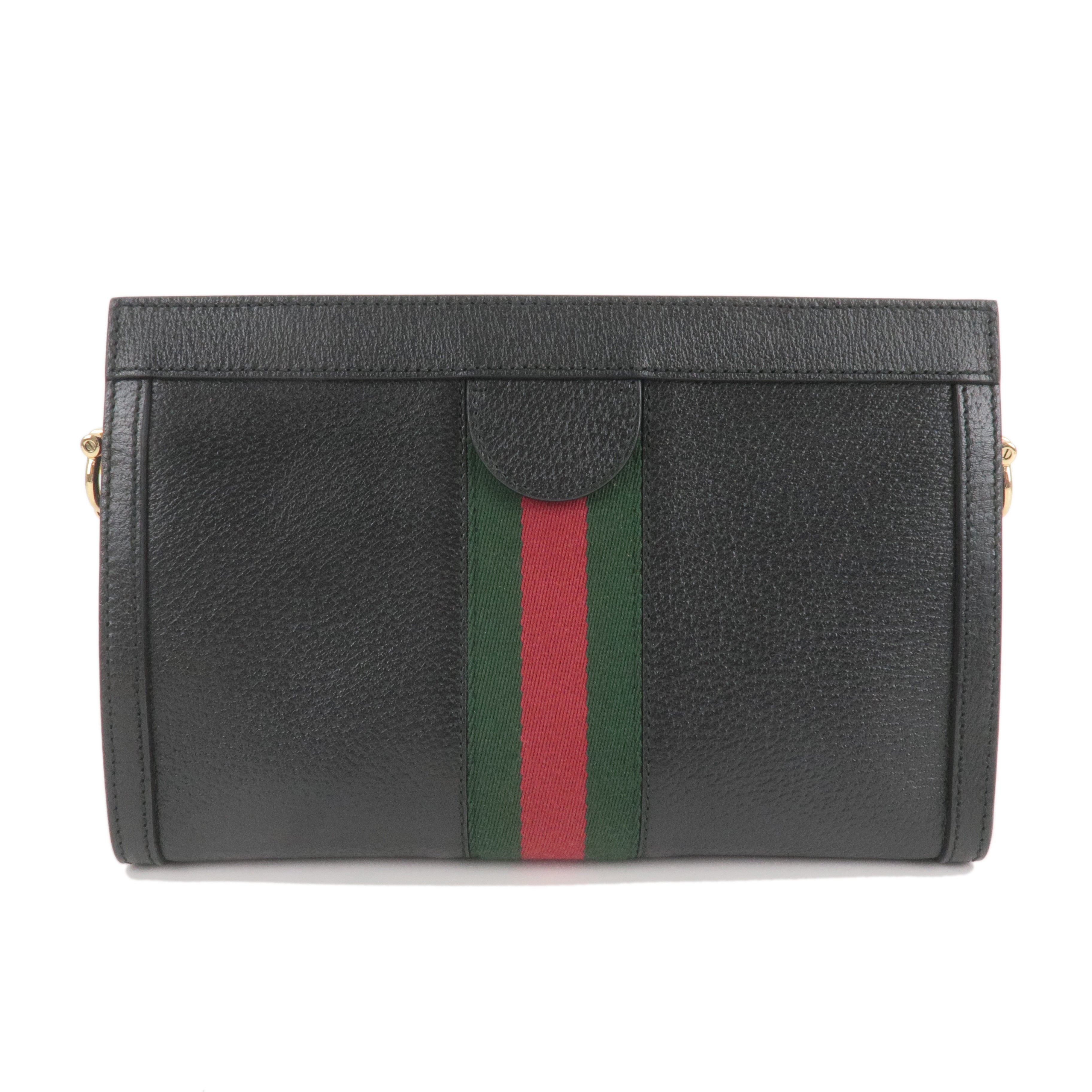 GUCCI Ophidia Leather Crossbnody Chain Shoulder Bag Black 503877