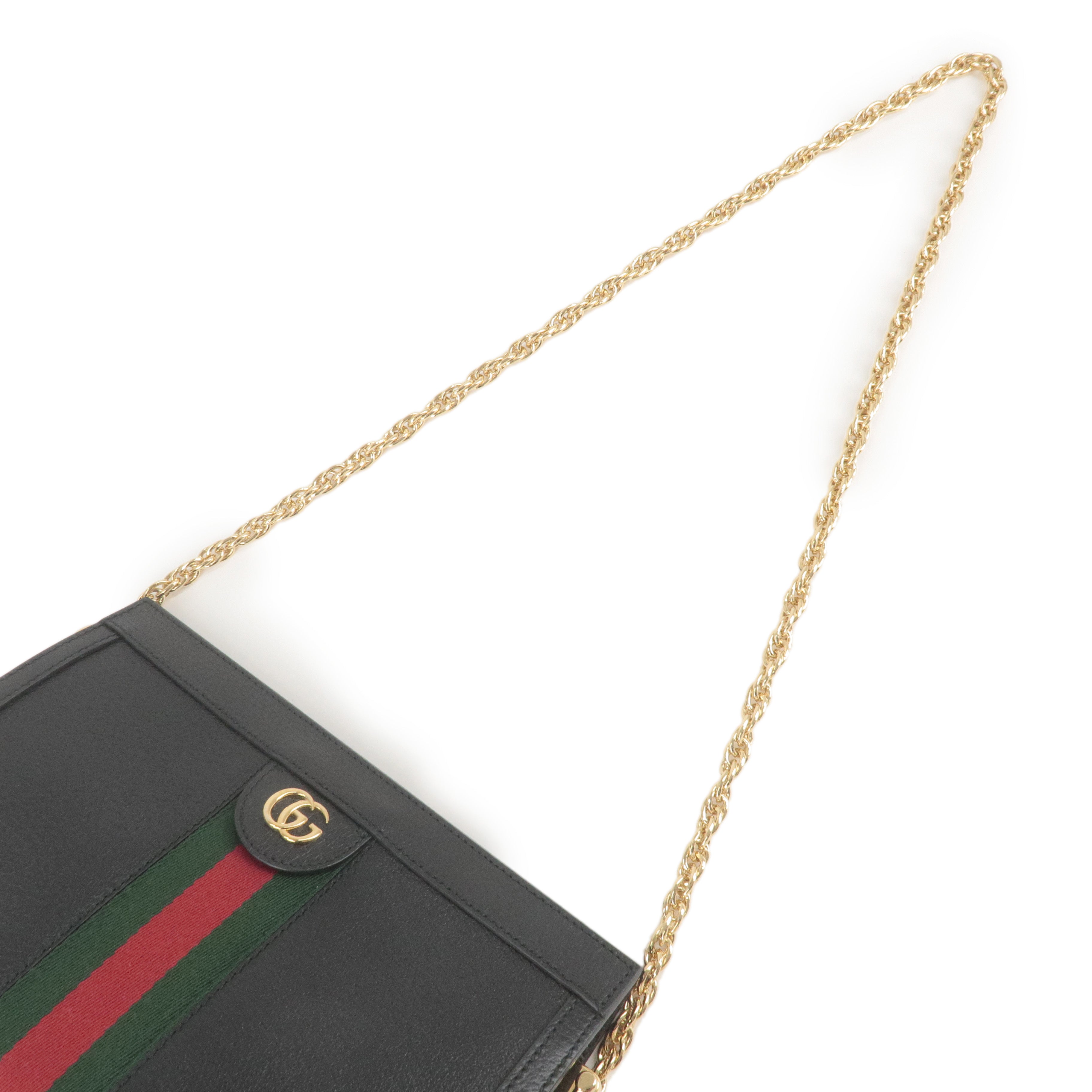 GUCCI Ophidia Leather Crossbnody Chain Shoulder Bag Black 503877