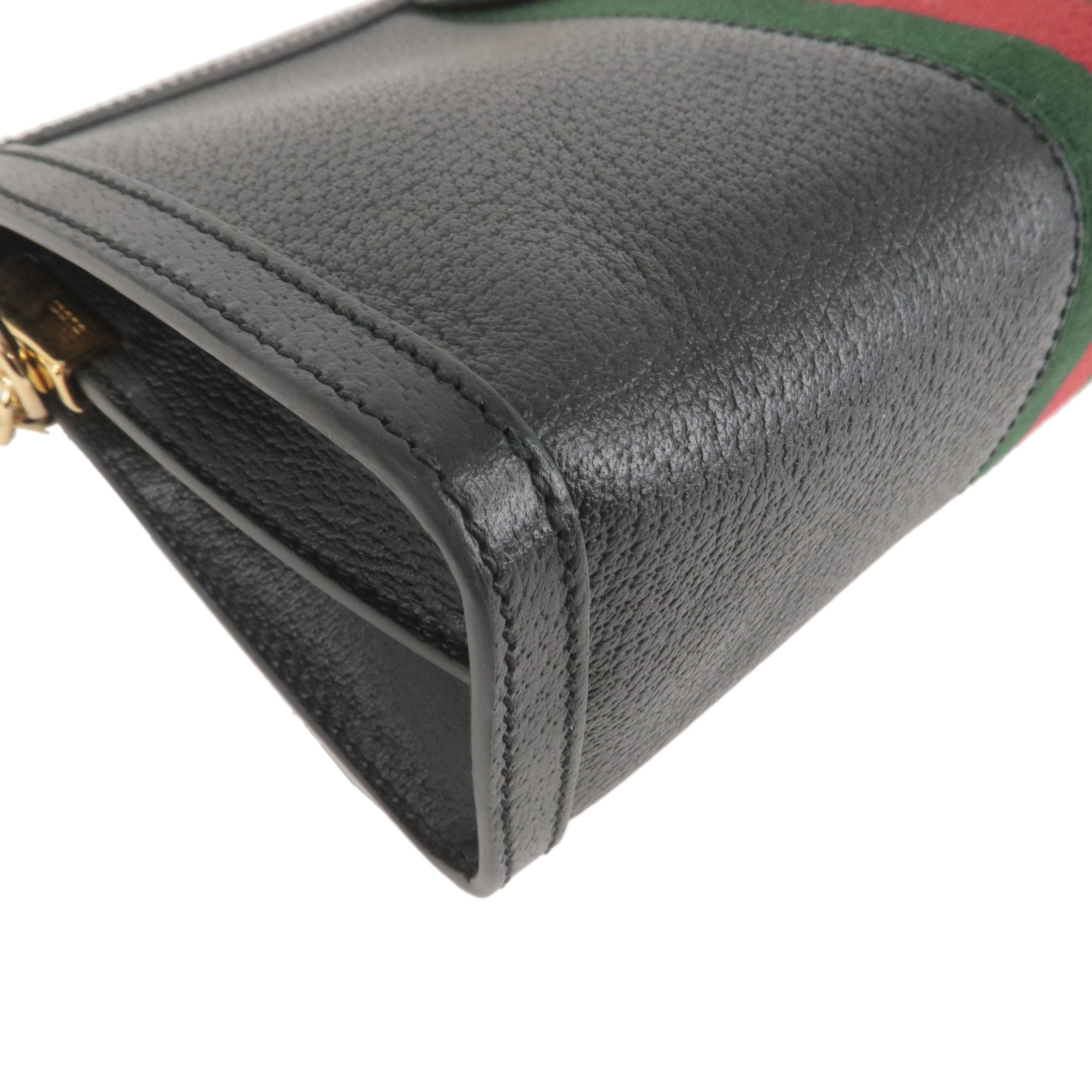 GUCCI Ophidia Leather Crossbnody Chain Shoulder Bag Black 503877