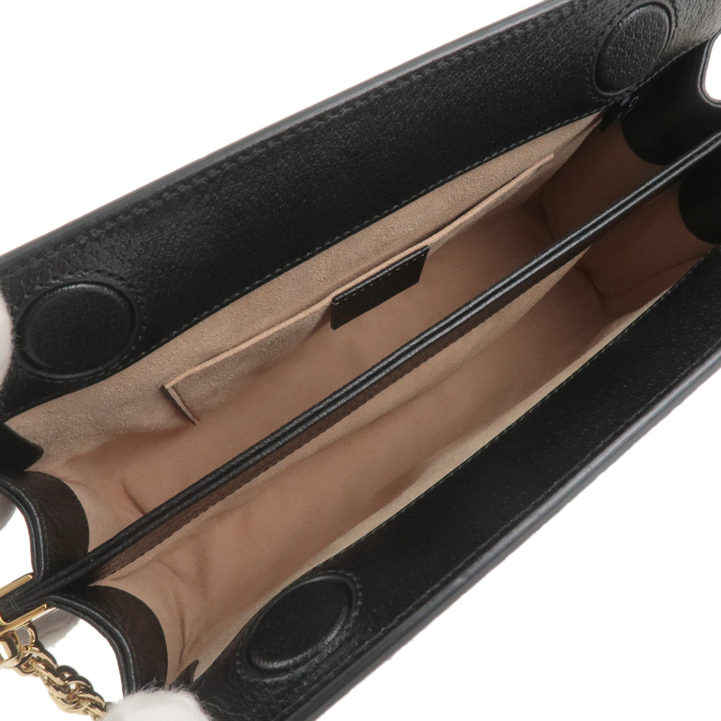 GUCCI Ophidia Leather Crossbnody Chain Shoulder Bag Black 503877