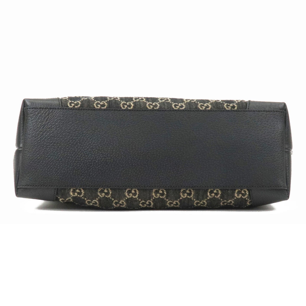 GUCCI Ophidia GG Supreme Leather Denim Tote Bag Black 631685