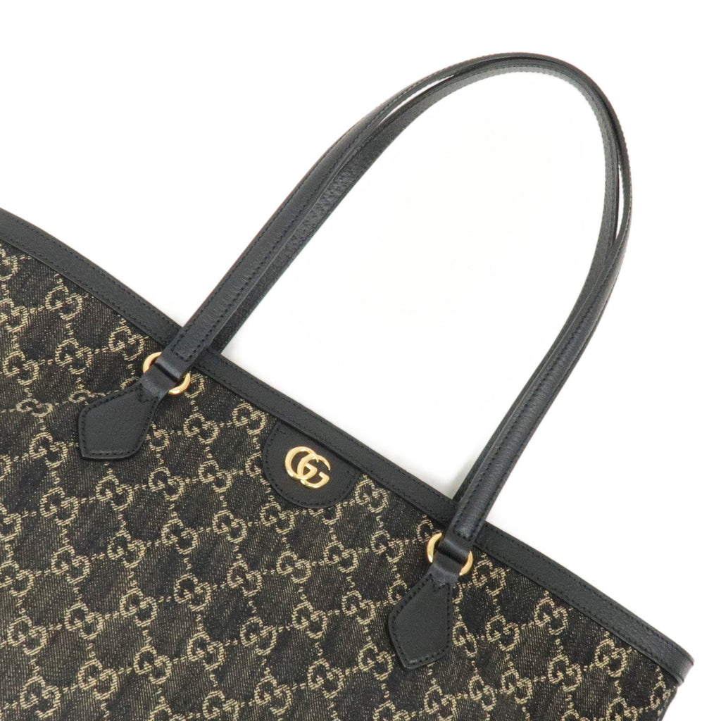 GUCCI Ophidia GG Supreme Leather Denim Tote Bag Black 631685