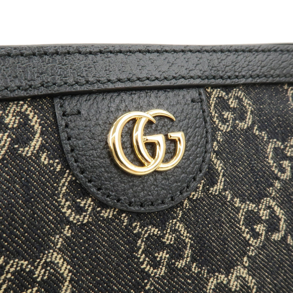 GUCCI Ophidia GG Supreme Leather Denim Tote Bag Black 631685