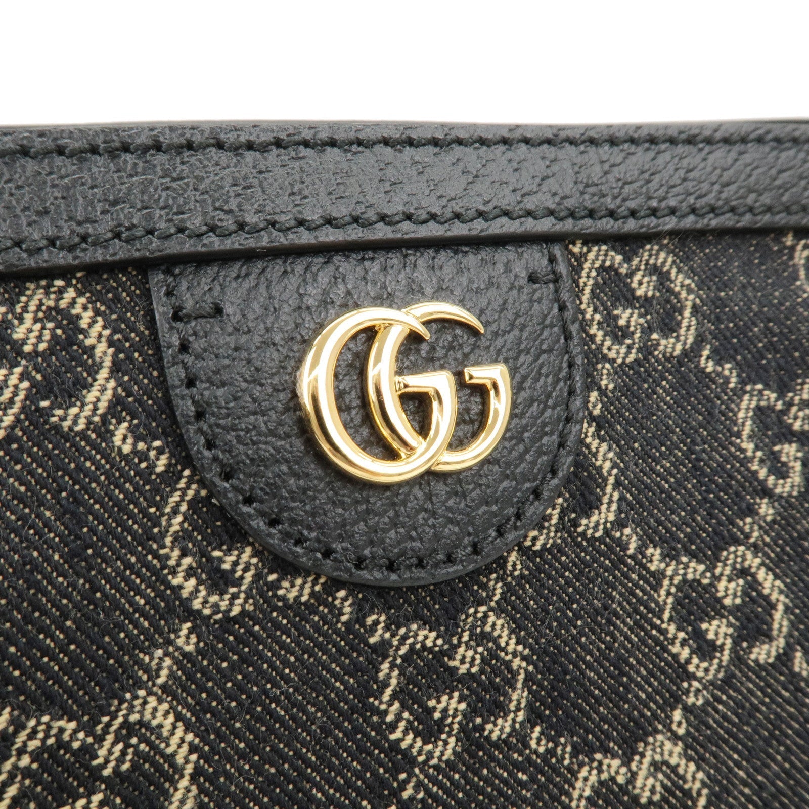 GUCCI Ophidia GG Supreme Leather Denim Tote Bag Black 631685