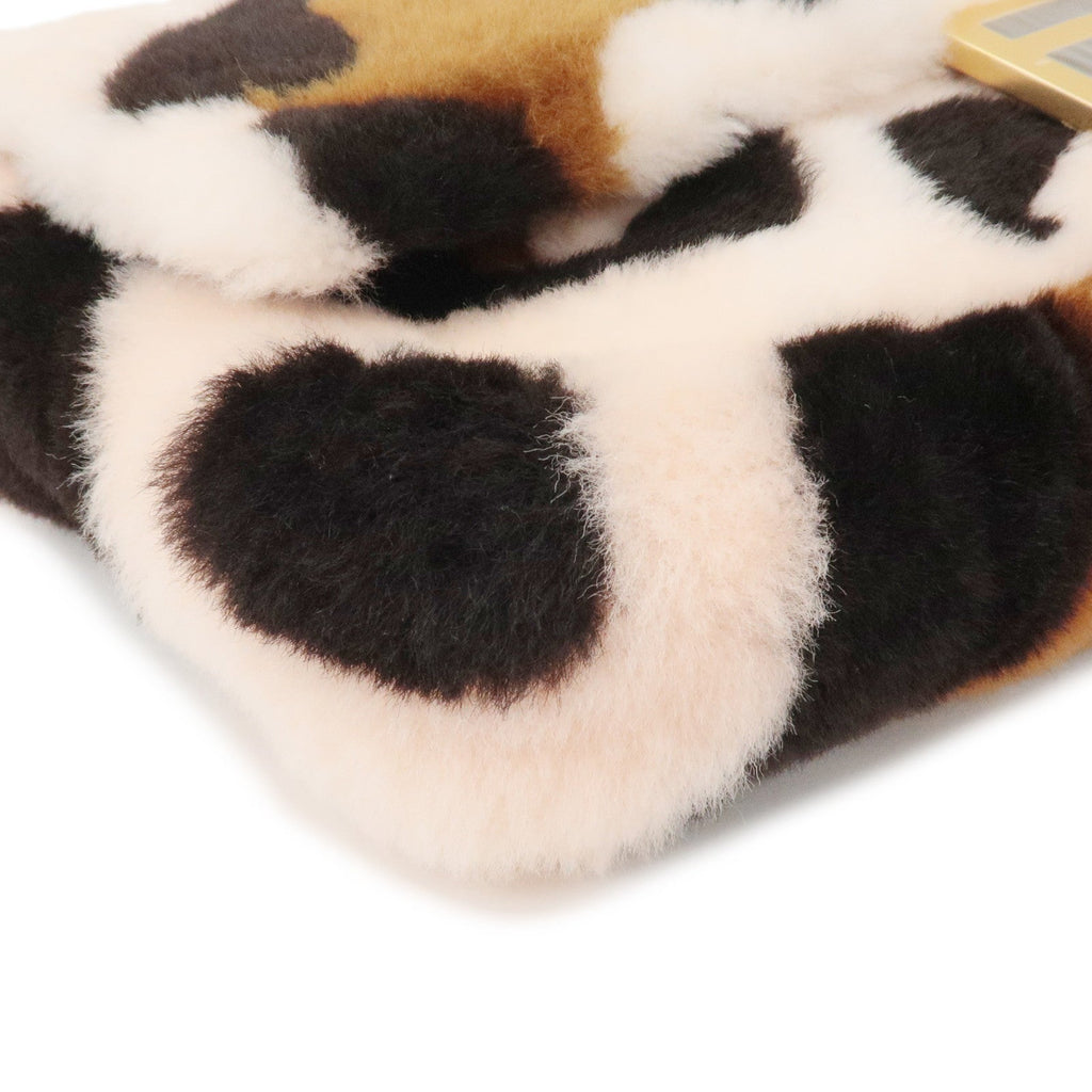 FENDI Fur Leather Baguette Large 2WAY Bag Animal Pattern 8BR771