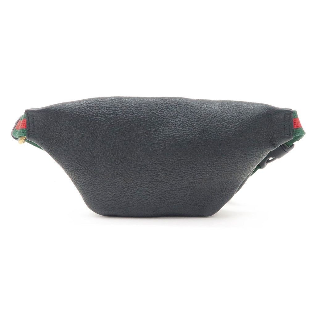 GUCCI Sherry Logo Leather Small Waist Bag Pouch Black 527792