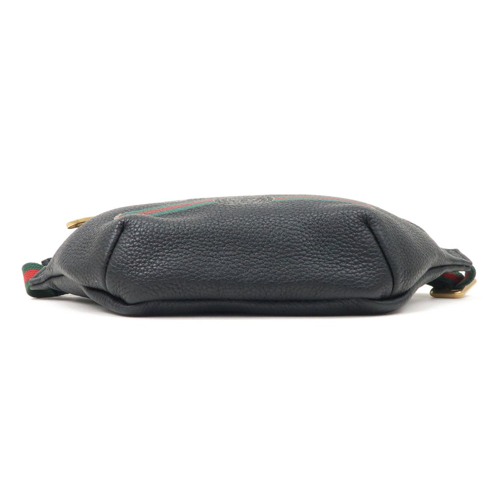 GUCCI Sherry Logo Leather Small Waist Bag Pouch Black 527792