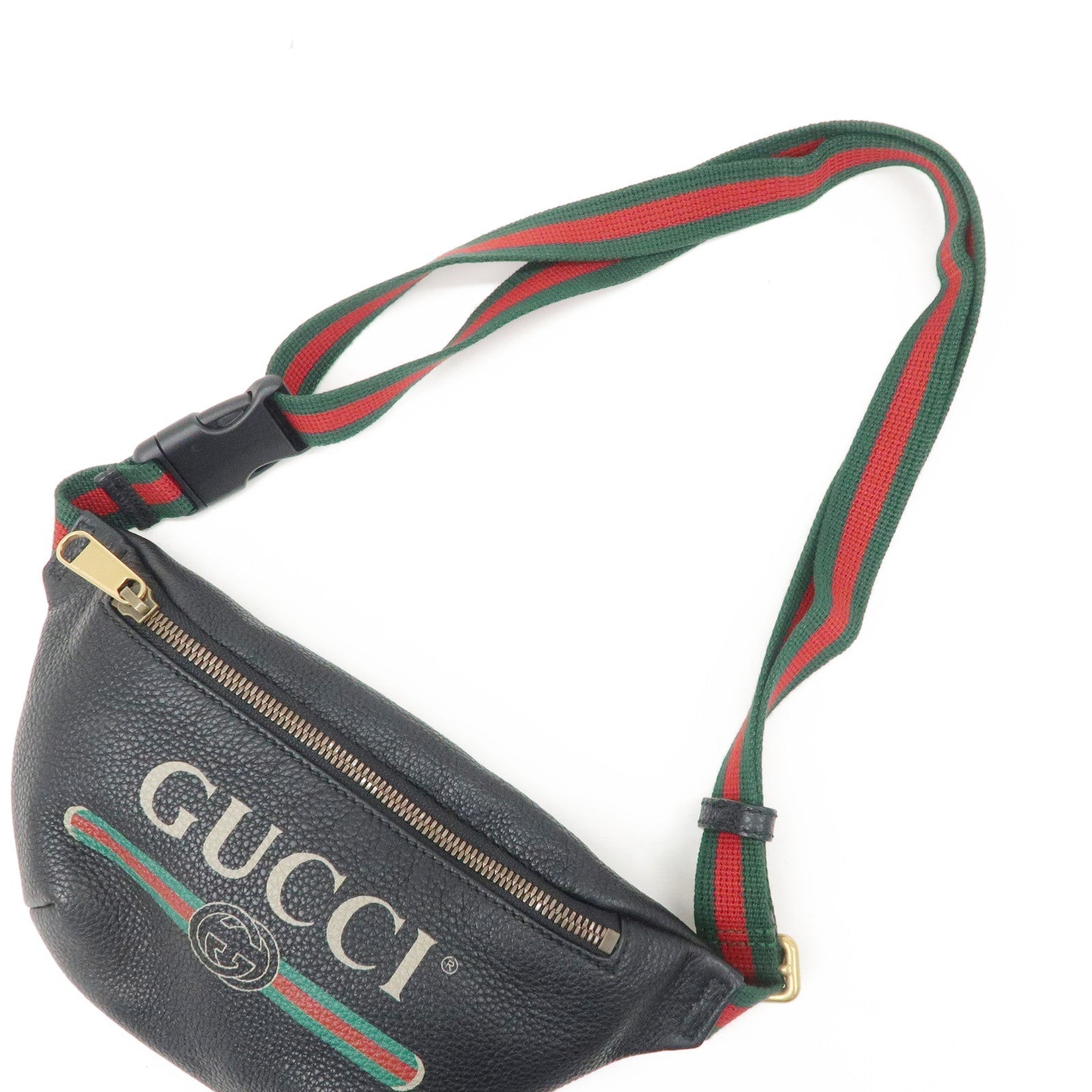 GUCCI Sherry Logo Leather Small Waist Bag Pouch Black 527792