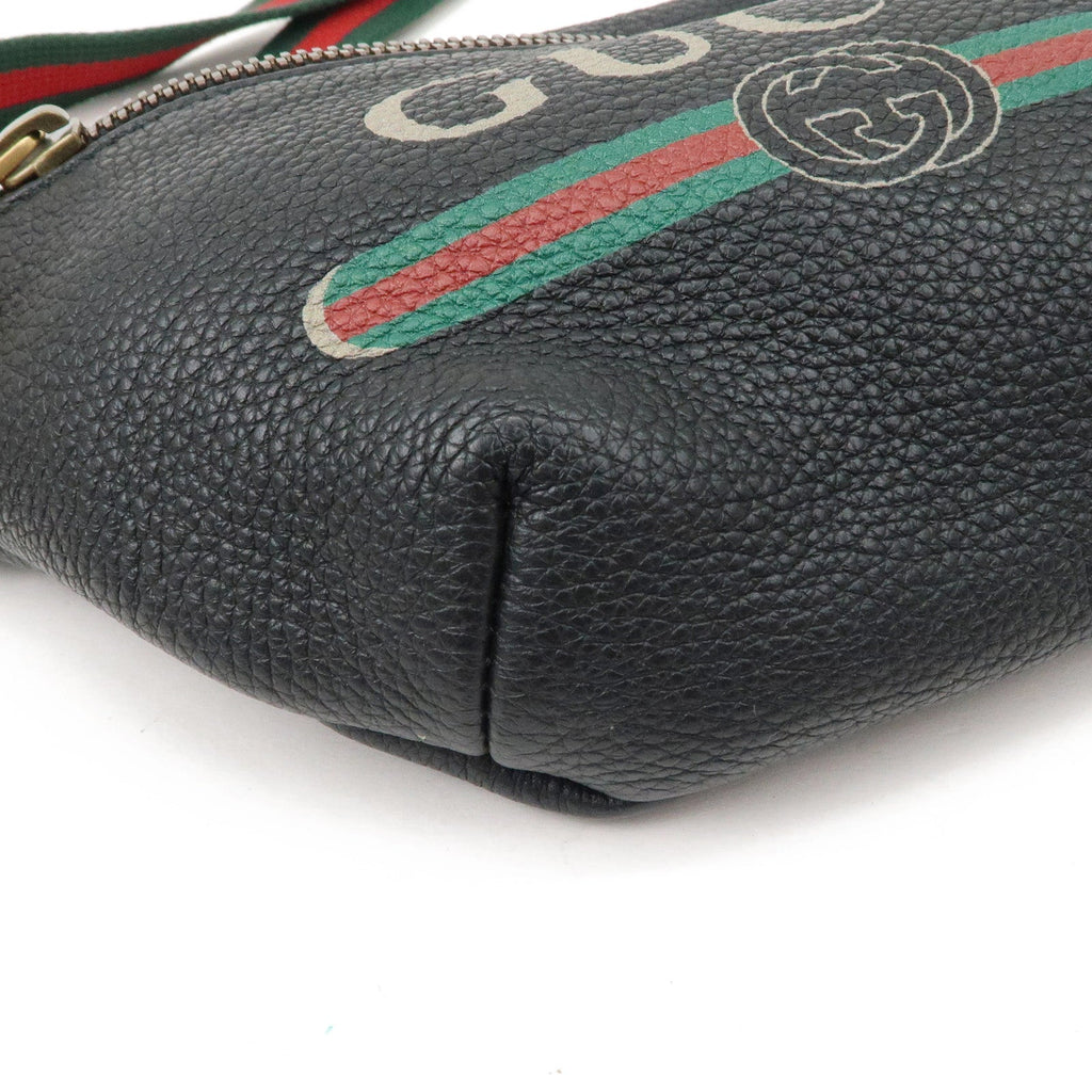 GUCCI Sherry Logo Leather Small Waist Bag Pouch Black 527792