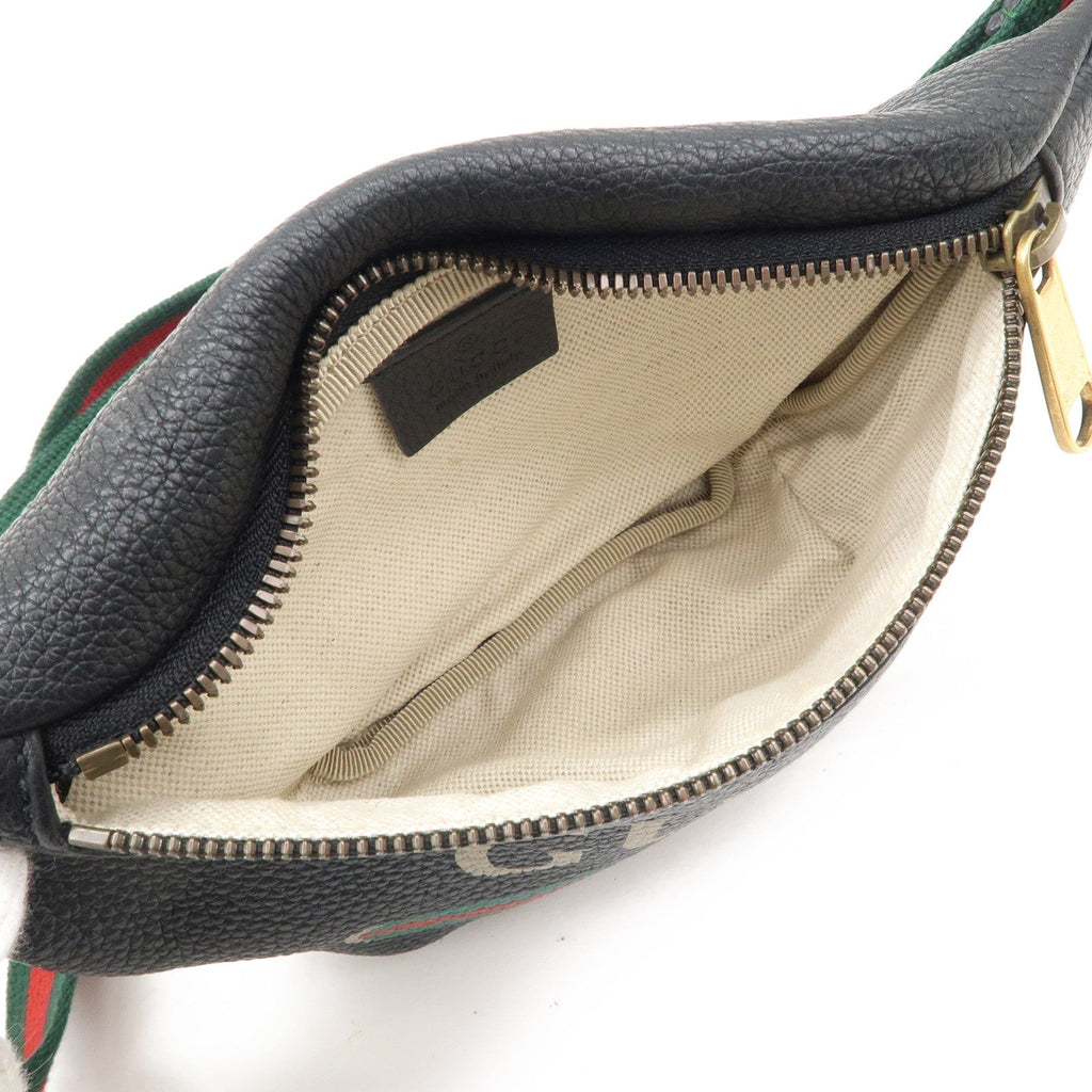 GUCCI Sherry Logo Leather Small Waist Bag Pouch Black 527792
