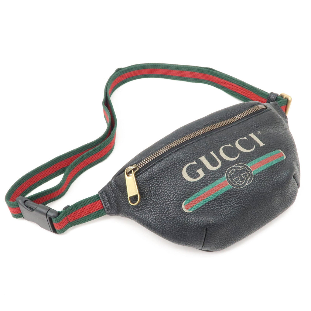 GUCCI Sherry Logo Leather Small Waist Bag Pouch Black 527792