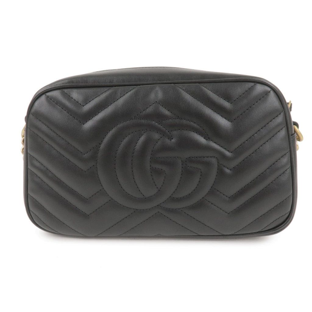 GUCCI GG Marmont Leather Chain Shoulder Bag Black 447632