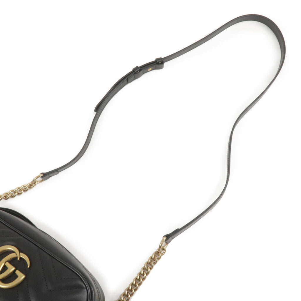 GUCCI GG Marmont Leather Chain Shoulder Bag Black 447632