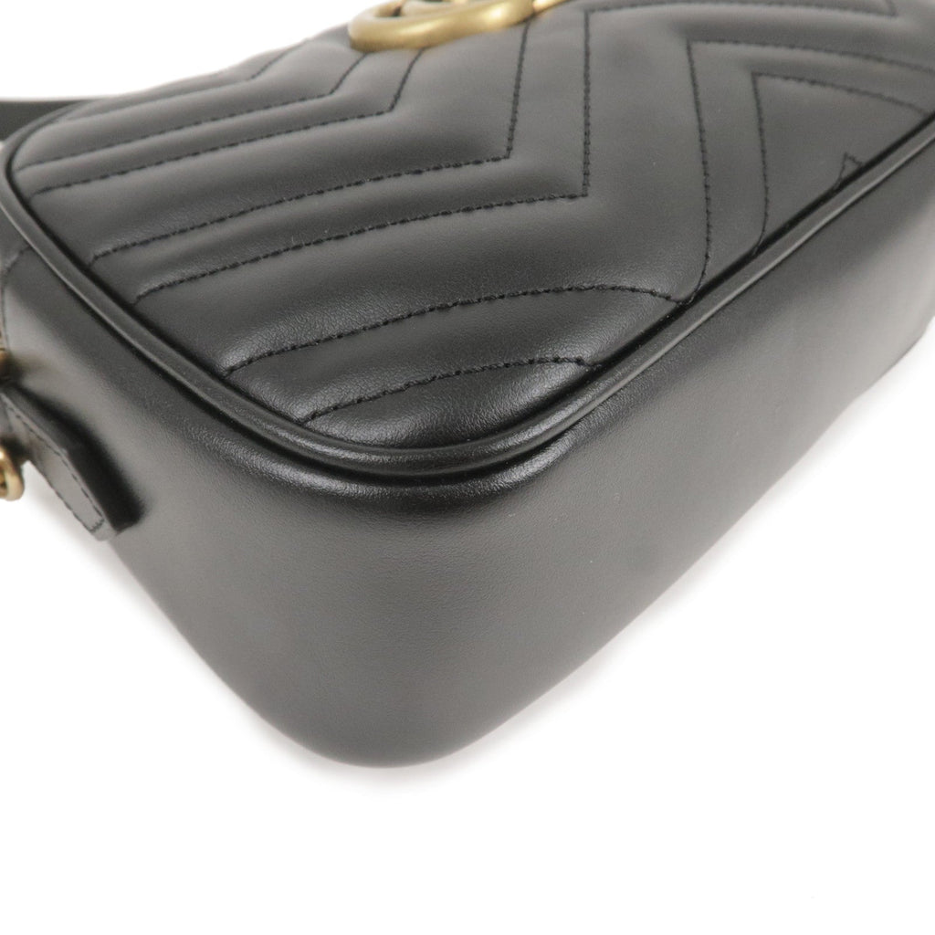GUCCI GG Marmont Leather Chain Shoulder Bag Black 447632