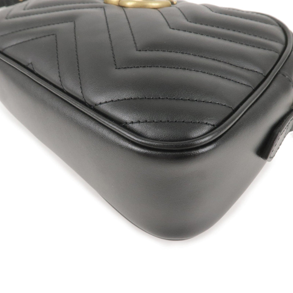 GUCCI GG Marmont Leather Chain Shoulder Bag Black 447632