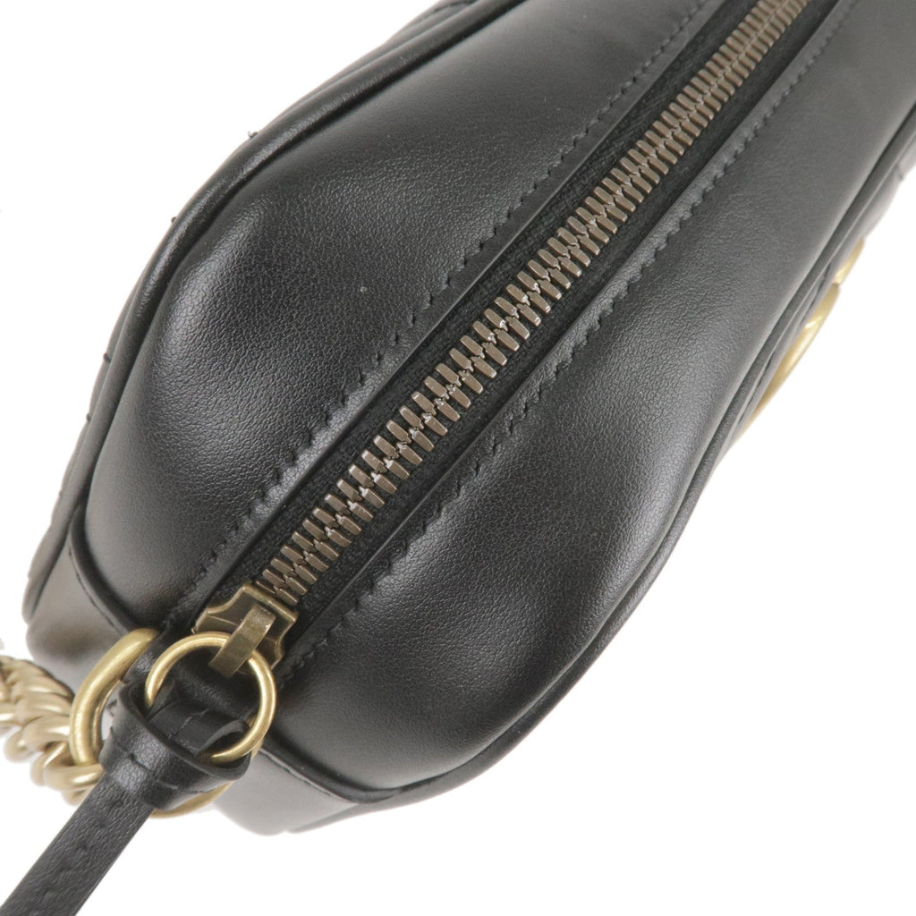 GUCCI GG Marmont Leather Chain Shoulder Bag Black 447632