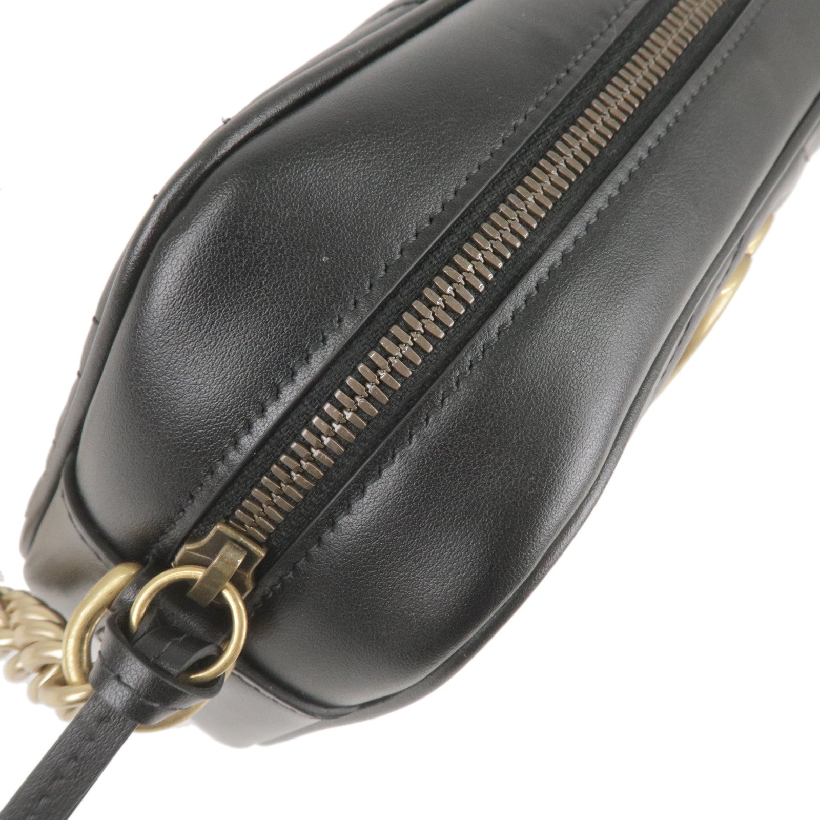GUCCI GG Marmont Leather Chain Shoulder Bag Black 447632