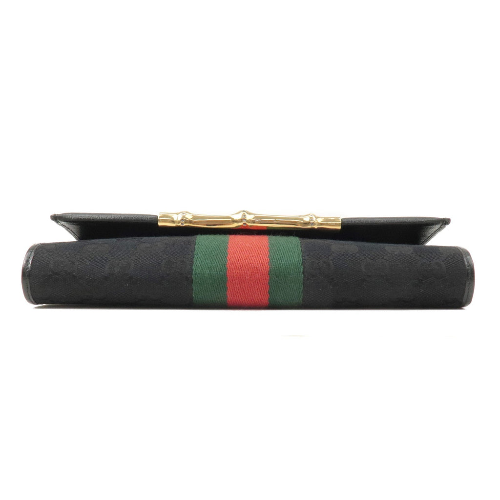 GUCCI Sherry Bamboo GG Canvas Leather 2Way Bag Black 131994