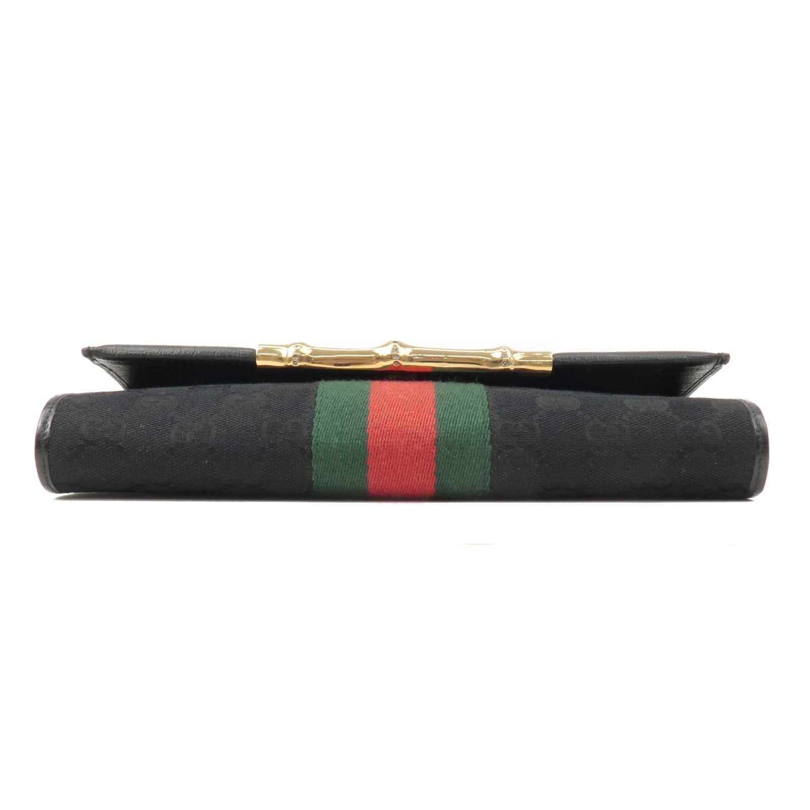 GUCCI Sherry Bamboo GG Canvas Leather 2Way Bag Black 131994