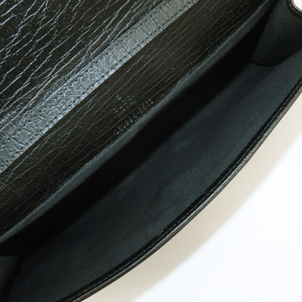 GUCCI Sherry Bamboo GG Canvas Leather 2Way Bag Black 131994