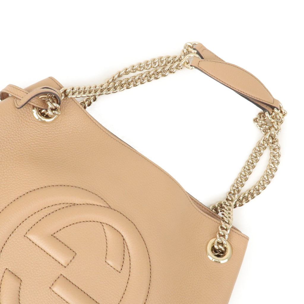 GUCCI SOHO Leather Chain Shoulder Bag Hand Bag Beige 536196